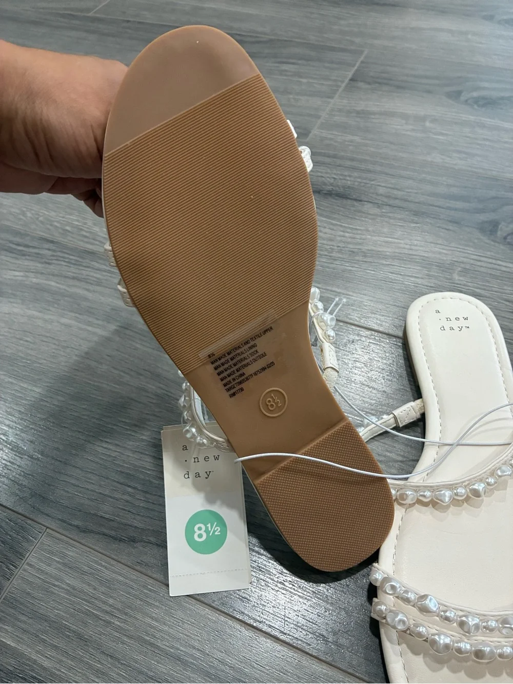 a new day Ivory Pearl Strap Flat Sandals